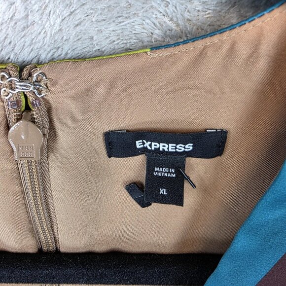 Express Top Womens XL Multicolor Geometric Sleeveless Wrap Blouse Tank Modern - Picture 2 of 11